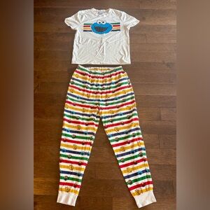 Sesame Street The Bay Stripes Canadian Cookie Monster Pyjamas PJ Men’s Set